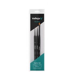 Vallejo - Brush Set / Precision - Start Set Round No.1, 3/0 Triangular Handle, Flat No.4, synthetics-B03990