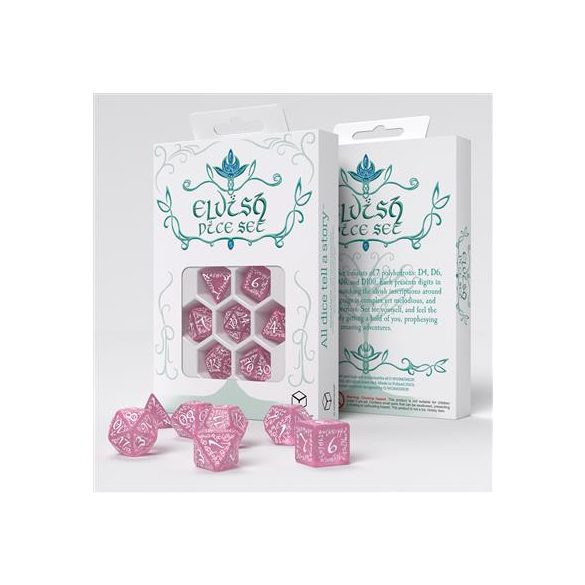 Elvish Shimmering pink & White Dice Set-SELV11