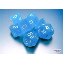 Chessex Frosted Mini-Polyhedral Caribbean Blue/white 7-Die Set-20416