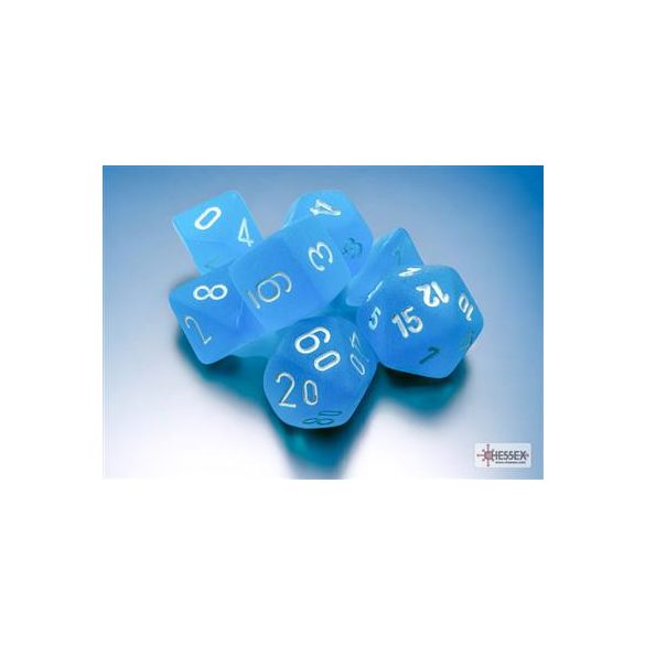 Chessex Frosted Mini-Polyhedral Caribbean Blue/white 7-Die Set-20416