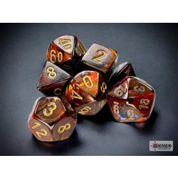 Chessex Scarab Mini-Polyhedral Blue Blood/gold 7-Die Set-20419