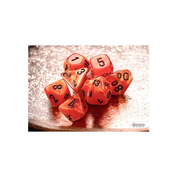 Chessex Vortex Mini-Polyhedral Orange/black 7-Die Set-20433