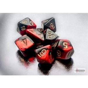 Chessex Gemini Mini-Polyhedral Black-Red/gold 7-Die Set-20633