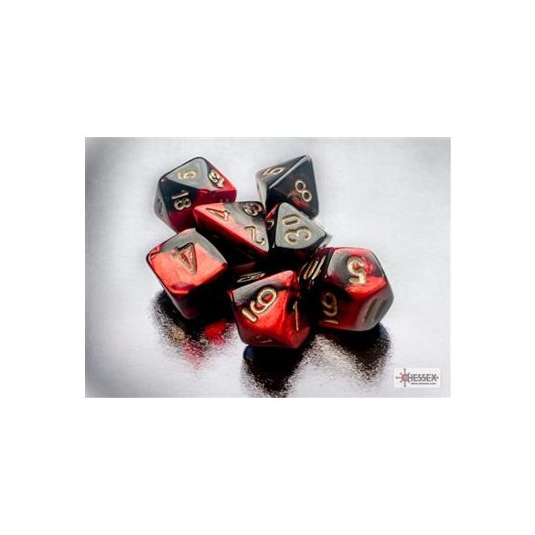 Chessex Gemini Mini-Polyhedral Black-Red/gold 7-Die Set-20633