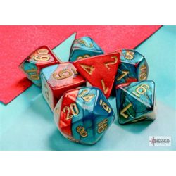 Chessex Gemini Mini-Polyhedral Red-Teal/gold 7-Die Set-20662