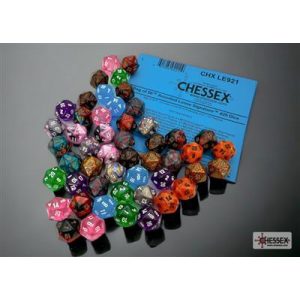 Chessex Bag of 50 Assorted Loose Mini-Polyhedral d20s – 3rd Release-LE921