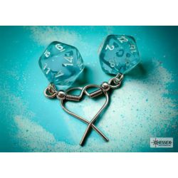 Chessex Hook Earrings Translucent Teal Mini-Poly d20 Pair-54202