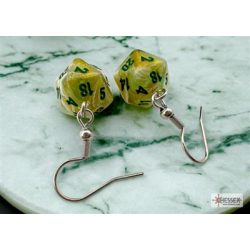 Chessex Hook Earrings Marble Green Mini-Poly d20 Pair-54203