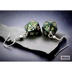 Chessex Hook Earrings Scarab Jade Mini-Poly d20 Pair-54204
