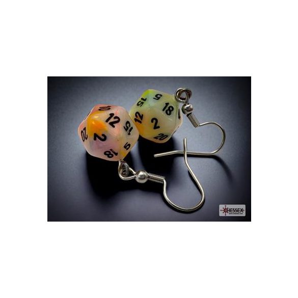 Chessex Hook Earrings Festive Circus Mini-Poly d20 Pair-54206
