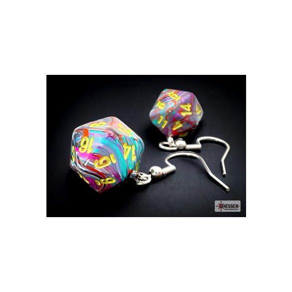 Chessex Hook Earrings Festive Mosaic Mini-Poly d20 Pair-54207