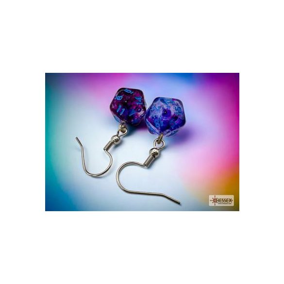 Chessex Hook Earrings Nebula Nocturnal Mini-Poly d20 Pair-54210