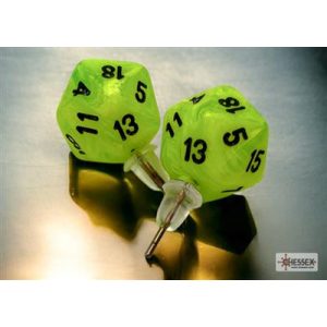 Chessex Stud Earrings Vortex Bright Green Mini-Poly d20 Pair-54505