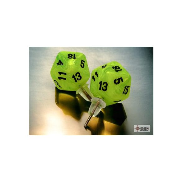 Chessex Stud Earrings Vortex Bright Green Mini-Poly d20 Pair-54505