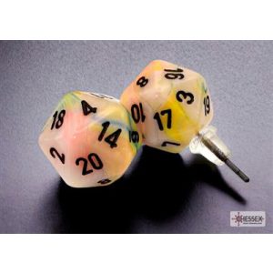 Chessex Stud Earrings Festive Circus Mini-Poly d20 Pair-54506