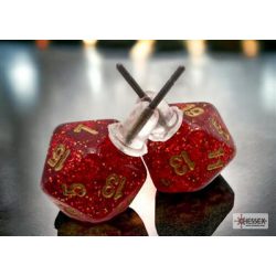 Chessex Stud Earrings Glitter Ruby Mini-Poly d20 Pair-54508