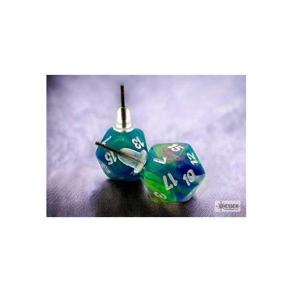 Chessex Stud Earrings Festive Waterlily Mini-Poly d20 Pair-54509