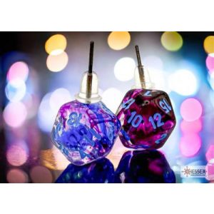 Chessex Stud Earrings Nebula Nocturnal Mini-Poly d20 Pair-54510