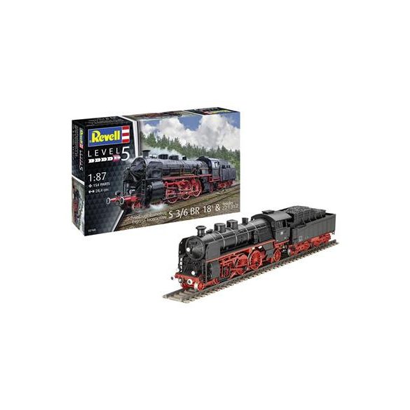 Revell: Schnellzuglokomotive S3/6 BR18(5) mit Tender 2‘2’T 1:87-02168