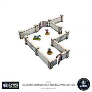 Bolt Action: Pre-Painted WWII Normandy High Stone Wall With Gate - EN-H00162