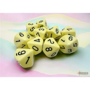 Chessex Opaque Pastel Yellow/black Set of Ten d10s-25262