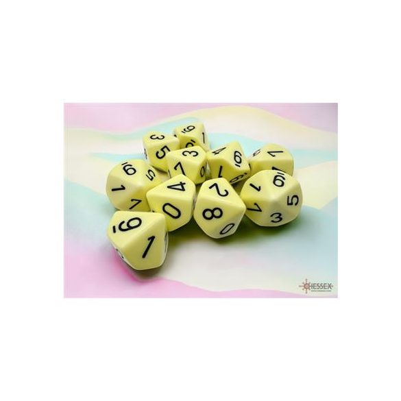 Chessex Opaque Pastel Yellow/black Set of Ten d10s-25262