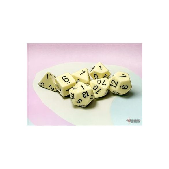 Chessex Opaque Pastel Yellow/black Polyhedral 7-Dice Set-25462