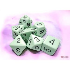 Chessex Opaque Pastel Green/black Polyhedral 7-Dice Set-25465