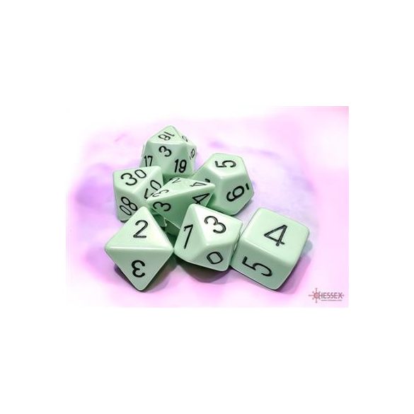 Chessex Opaque Pastel Green/black Polyhedral 7-Dice Set-25465