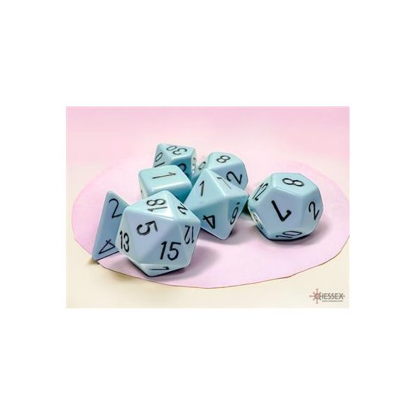 Chessex Opaque Pastel Blue/black Polyhedral 7-Dice Set-25466