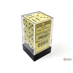 Chessex Opaque Pastel Yellow/black 16mm d6 Dice Block (12 dice)-25662