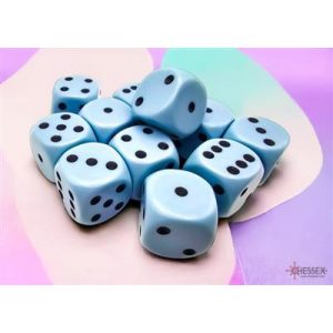 Chessex Opaque Pastel Blue/black 16mm d6 Dice Block (12 dice)-25666