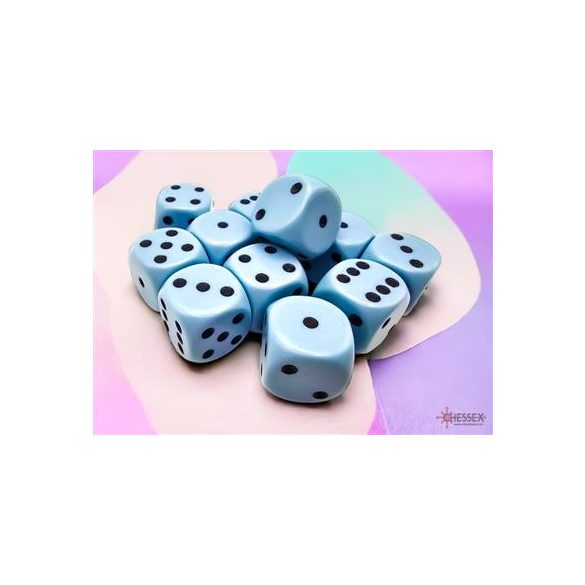 Chessex Opaque Pastel Blue/black 16mm d6 Dice Block (12 dice)-25666