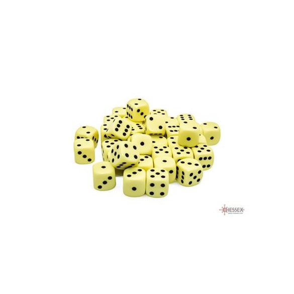 Chessex Opaque Pastel Yellow/black 12mm d6 Dice Block (36 dice)-25862