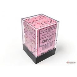 Chessex Opaque Pastel Pink/black 12mm d6 Dice Block (36 dice)-25864