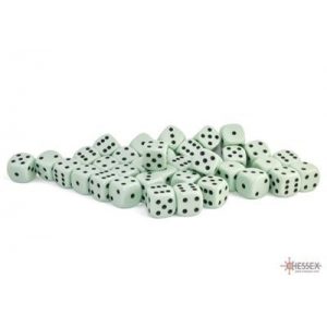 Chessex Opaque Pastel Green/black 12mm d6 Dice Block (36 dice)-25865