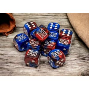 WW2 dice United Kingdom Gemini Blue-Red/white 16mm d6 Dice Block (12 dice)-29064