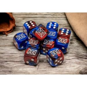 WW2 dice United Kingdom Gemini Blue-Red/white 16mm d6 Dice Block (12 dice)-29064