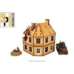 Sarissa Hobby & Terrain - Corner Terrace House - Destroyed-N004