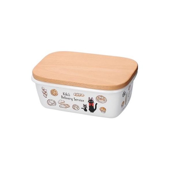 Enamel butter dish with wooden lid Viennese pastries 500ml - Kiki's Delivery Service-SKATER-59259