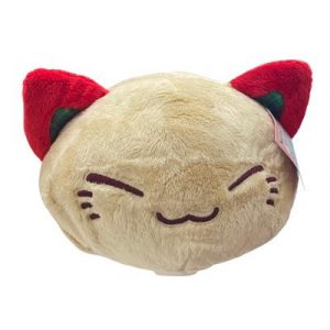 Nemu Neko - braun - rote Ohren mit Karomuster - 20cm Plüsch-PLS842