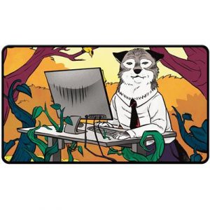 UP - Secret Lair Sale 4 2024 Not A Wolf Black Stitched Playmat Standing Desk Wolf Token for MTG-38059