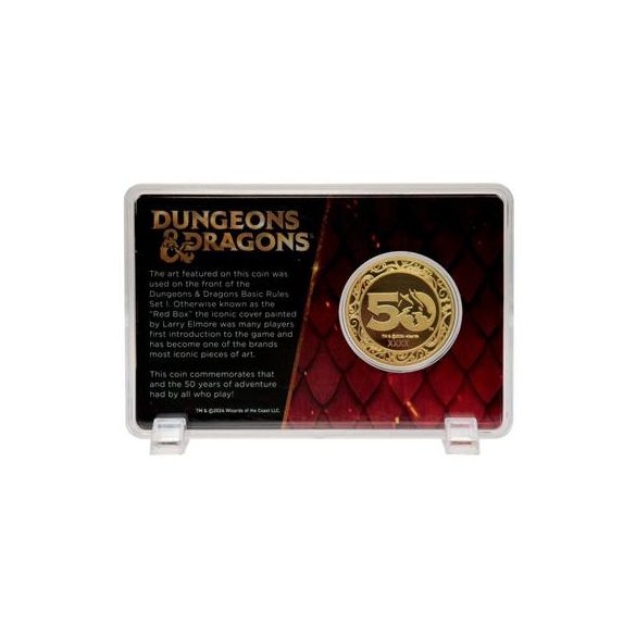 Dungeons & Dragons 50th Anniversary 24k Gold Plated Coin with Colour Print-HAS-DUN17