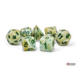 Chessex Marble Mega-hedral™ Green/dark green 7-Die Set-22409