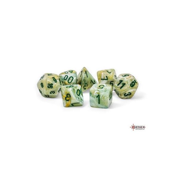 Chessex Marble Mega-hedral™ Green/dark green 7-Die Set-22409