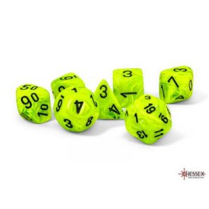 Chessex Vortex® Mega-hedral™ Bright Green/black 7-Die Set-22430