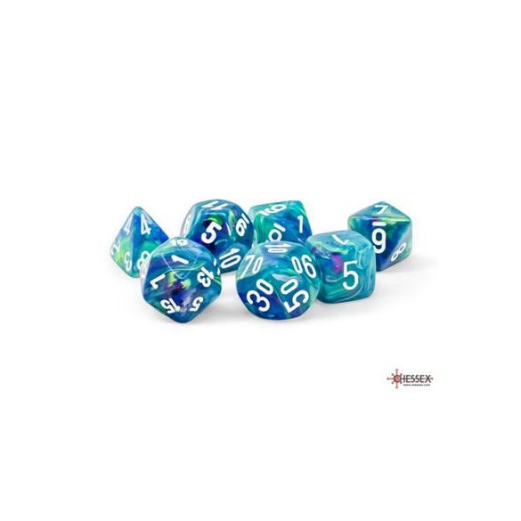 Chessex Festive® Mega-hedral™ Waterlily™/white 7-Die set-22546