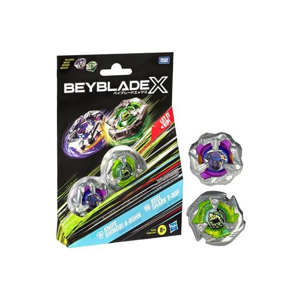 Beyblade X Knife Shinobi 4-80HN and Keel Shark 3-80F Top Dual Pack Set-G0190ES0