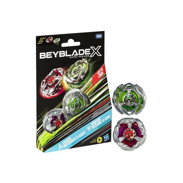 Beyblade X Chain Incendio 5-60HT and Arrow Wizard 4-60N Top Dual Pack Set-G0196ES0