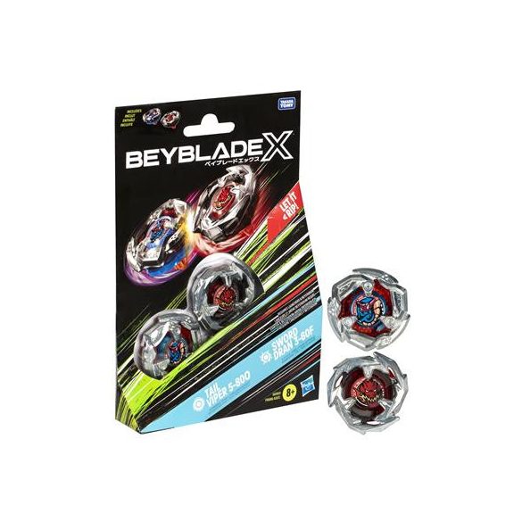 Beyblade X Tail Viper 5-80O and Sword Dran 3-60F Top Dual Pack Set-G0197ES0